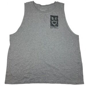 Under Armour Softball Tank Top Gray Muscle Sleeveless Athletic Womens Medium